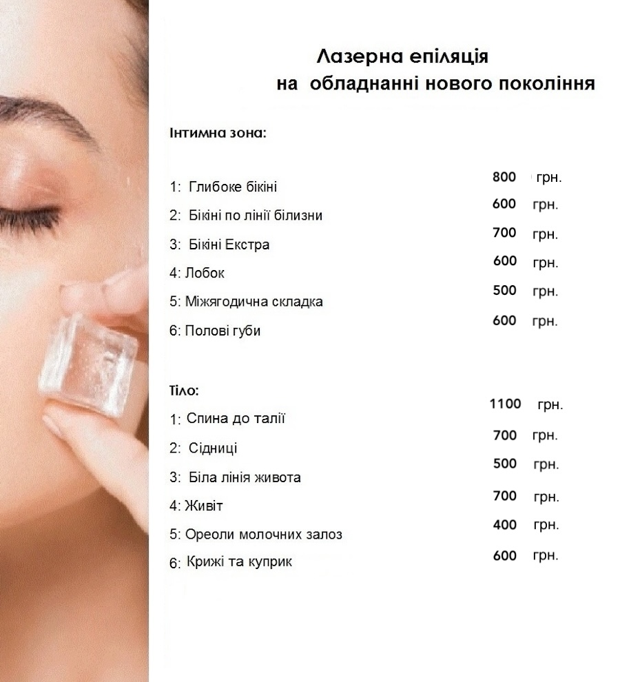 прайс ноги на лазерну епіляцію